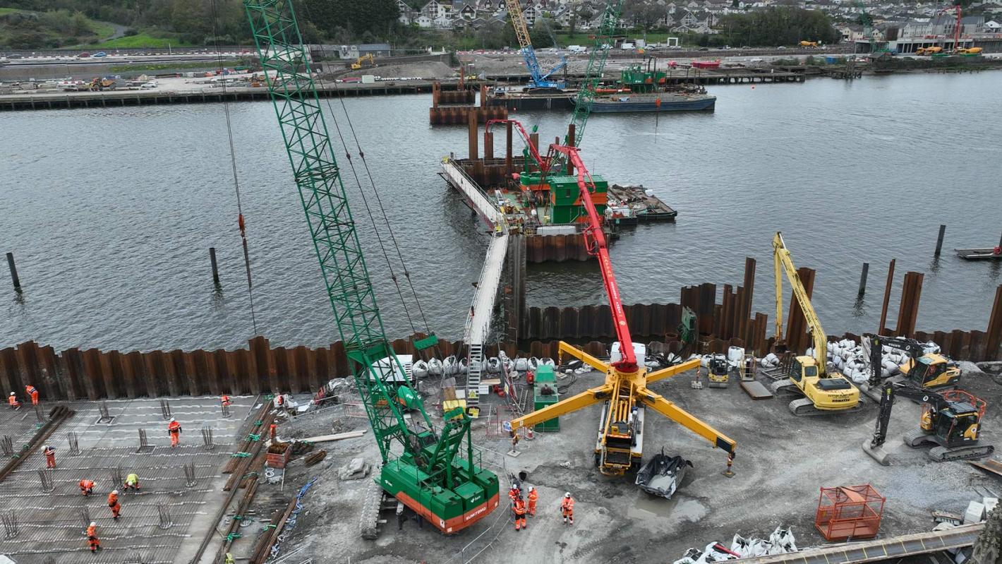 construction of the Sustainable Transport Bridge substructure June 2024